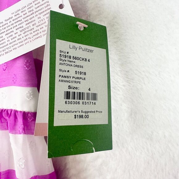 Lilly Pulitzer Antonia Dress Awning Stripe Size 4 NWT Pansy Purple - Picture 8 of 9